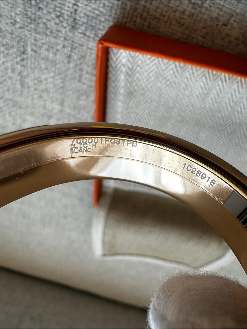 Hermes Clic H bracelet Blanc Rosegold PM
